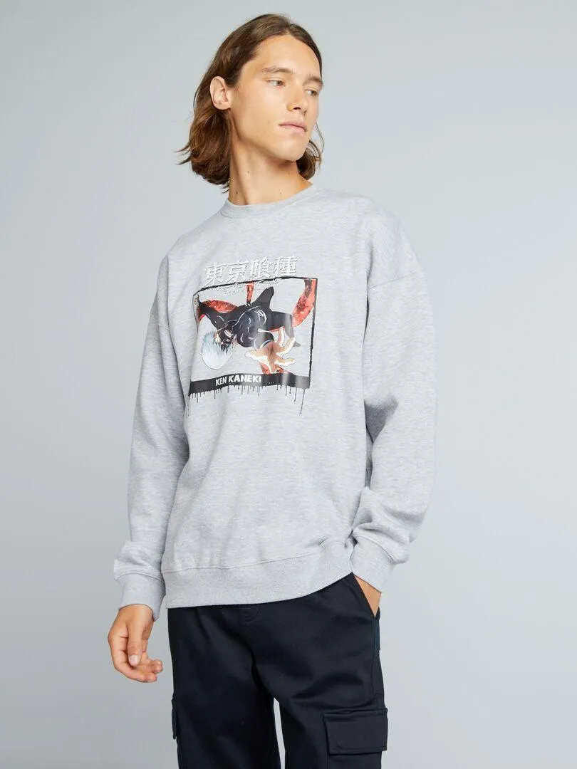 Sweat à col rond en molleton - Gris