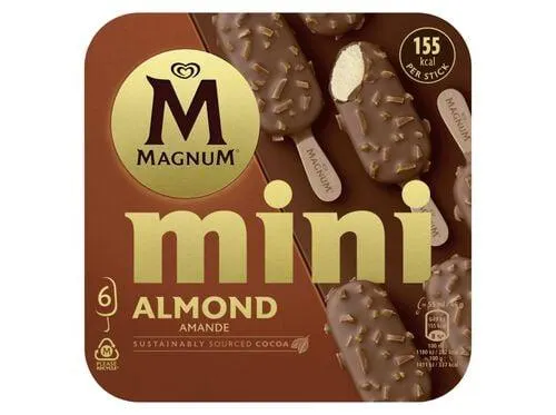 gelado magnum multipack mini amêndoas 6x55ml