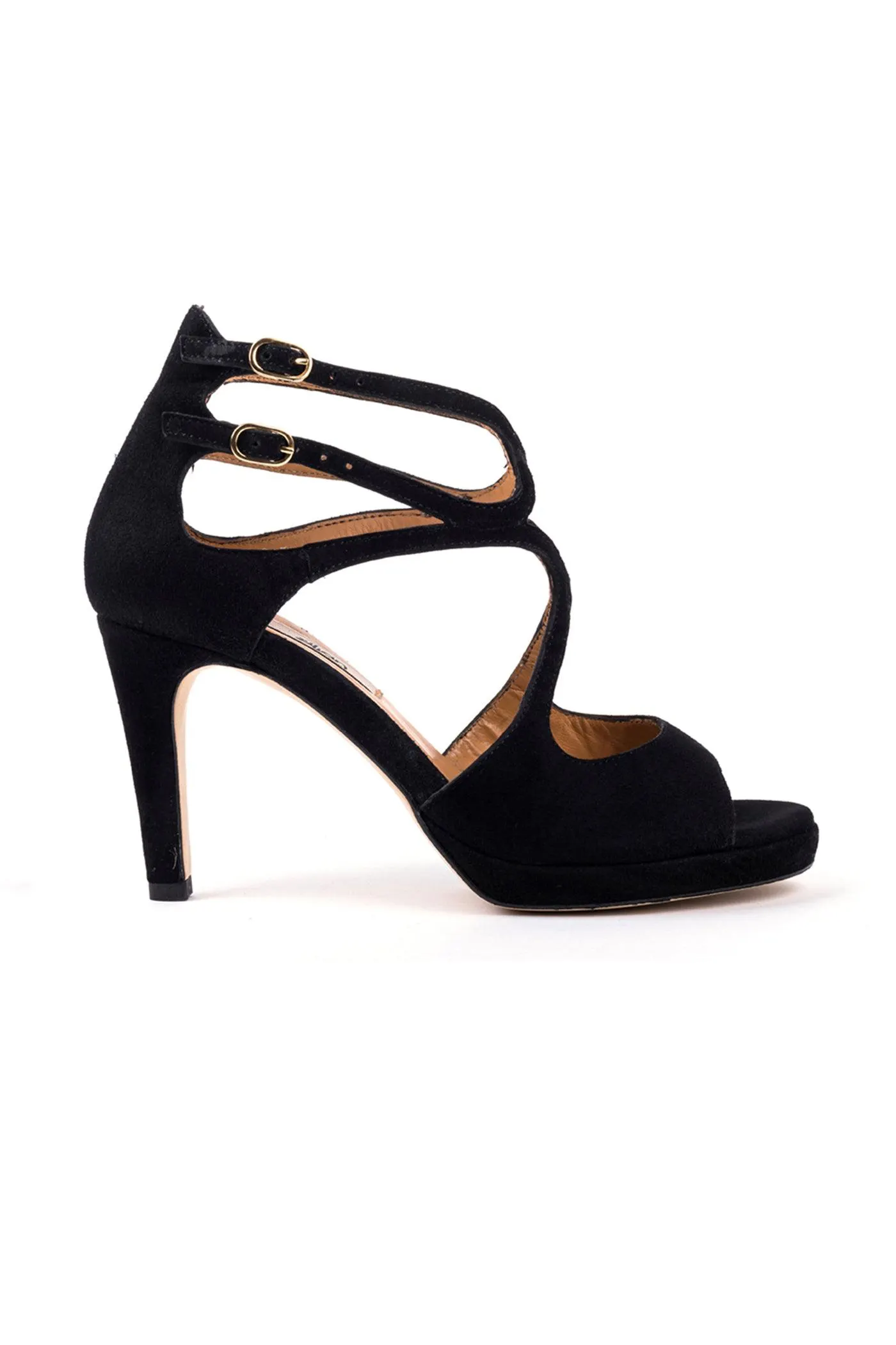 Sandálias compensadas em camurça - Black