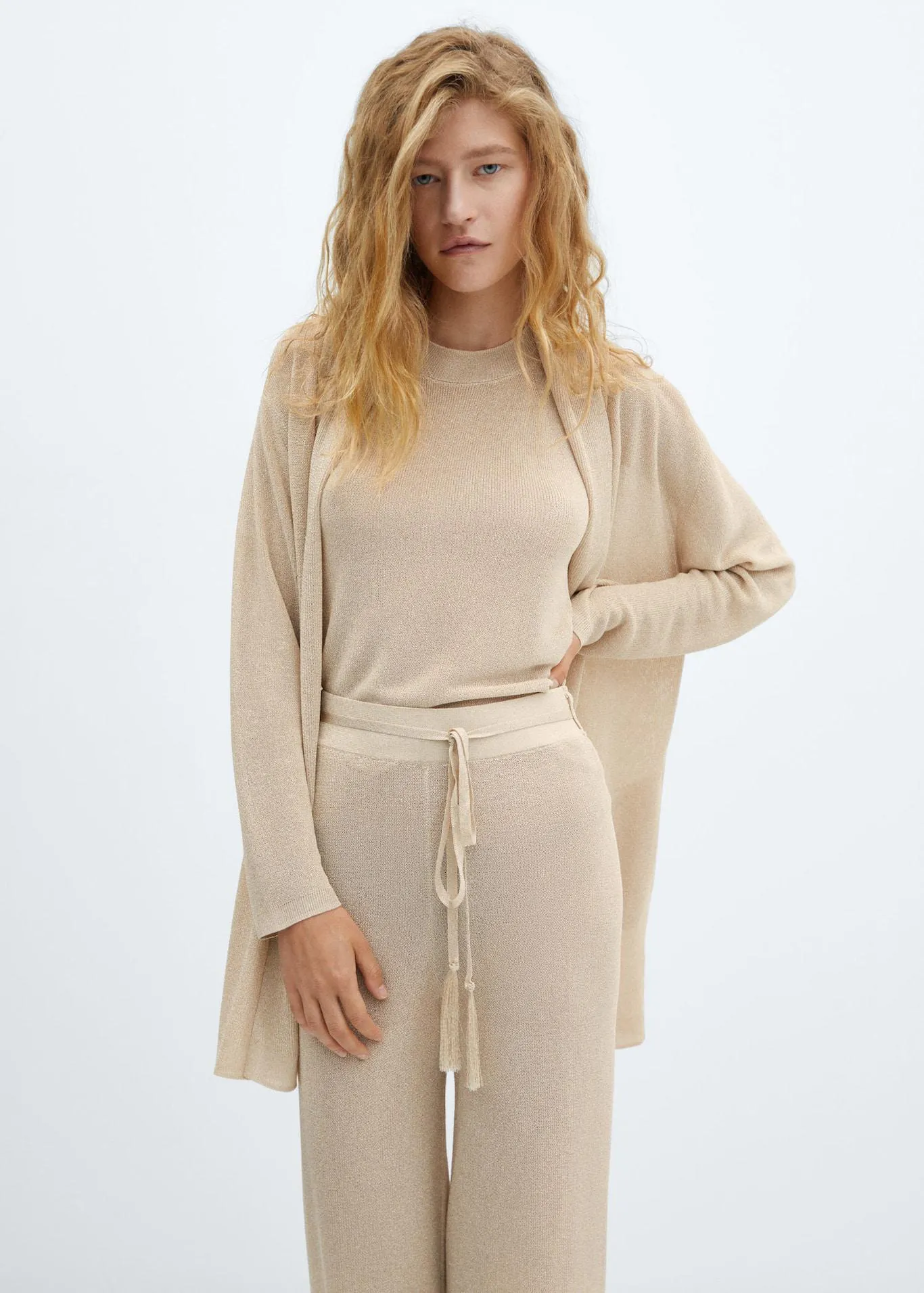 Cardigan de malha de lurex