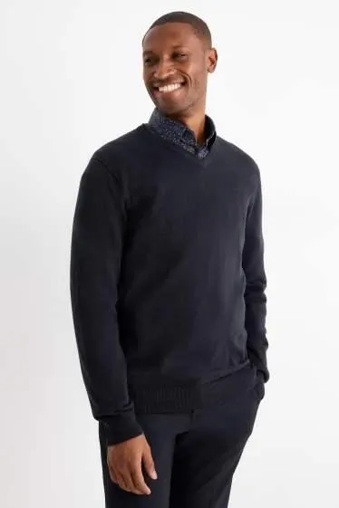 Set - V-neck jumper and business shirt - 2 piece