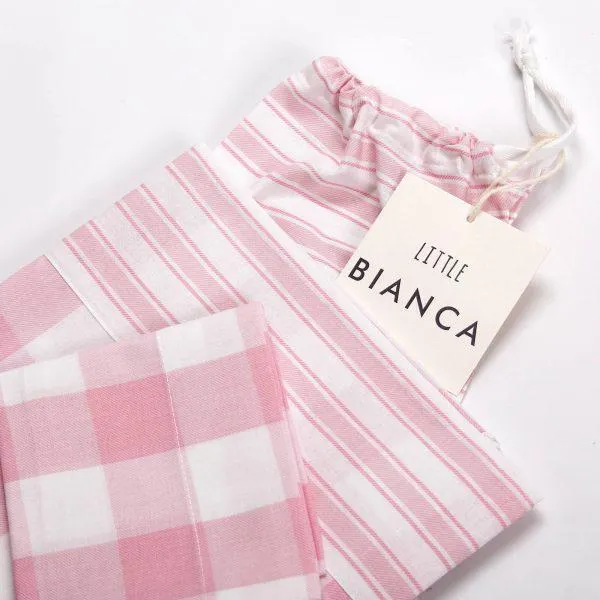 Jogo Lençol Bebé Rosa Check & Stripe