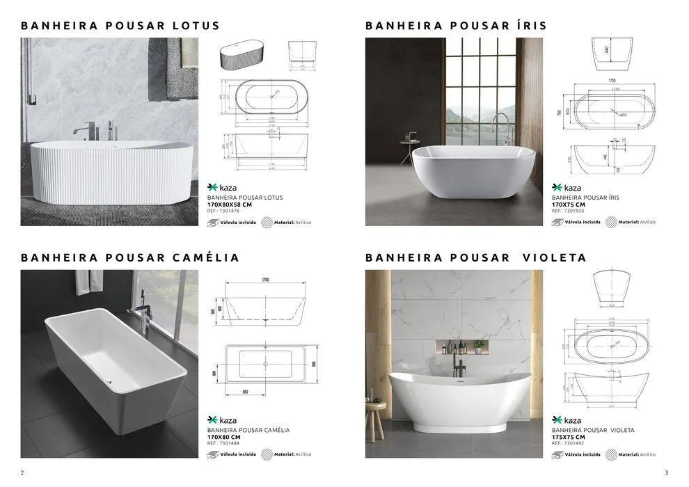 Folheto Catálogo Banheiras KAZA de 30 de agosto até 31 de dezembro 2024 - Pagina 2