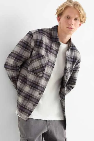 Flannel shirt - regular fit - kent collar - check