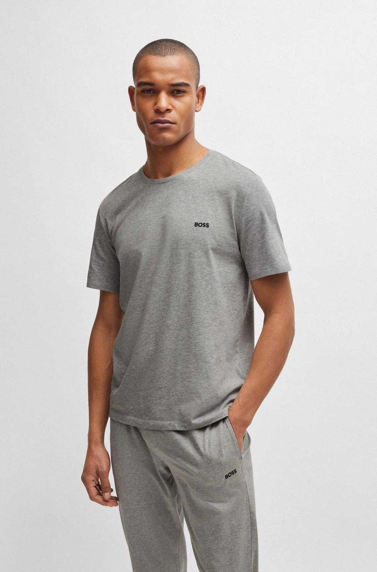 Camiseta de algodón elástico con logo bordado