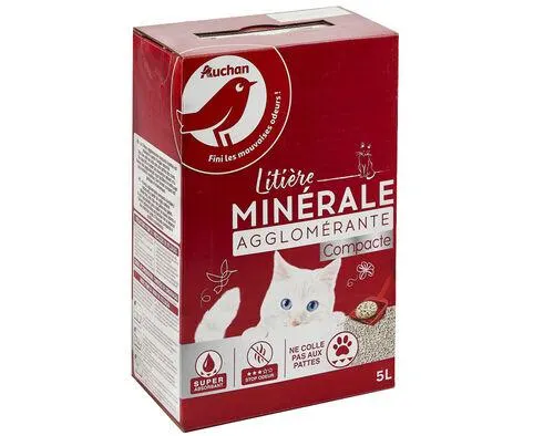 areia para gato auchan mineral aglomerante compacta 5l