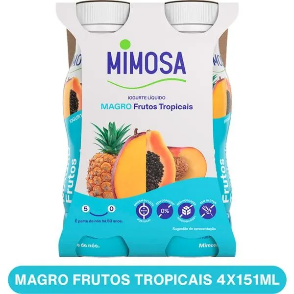 Iogurte Magro Líquido de Frutos Tropicais Pack 4 unidades
