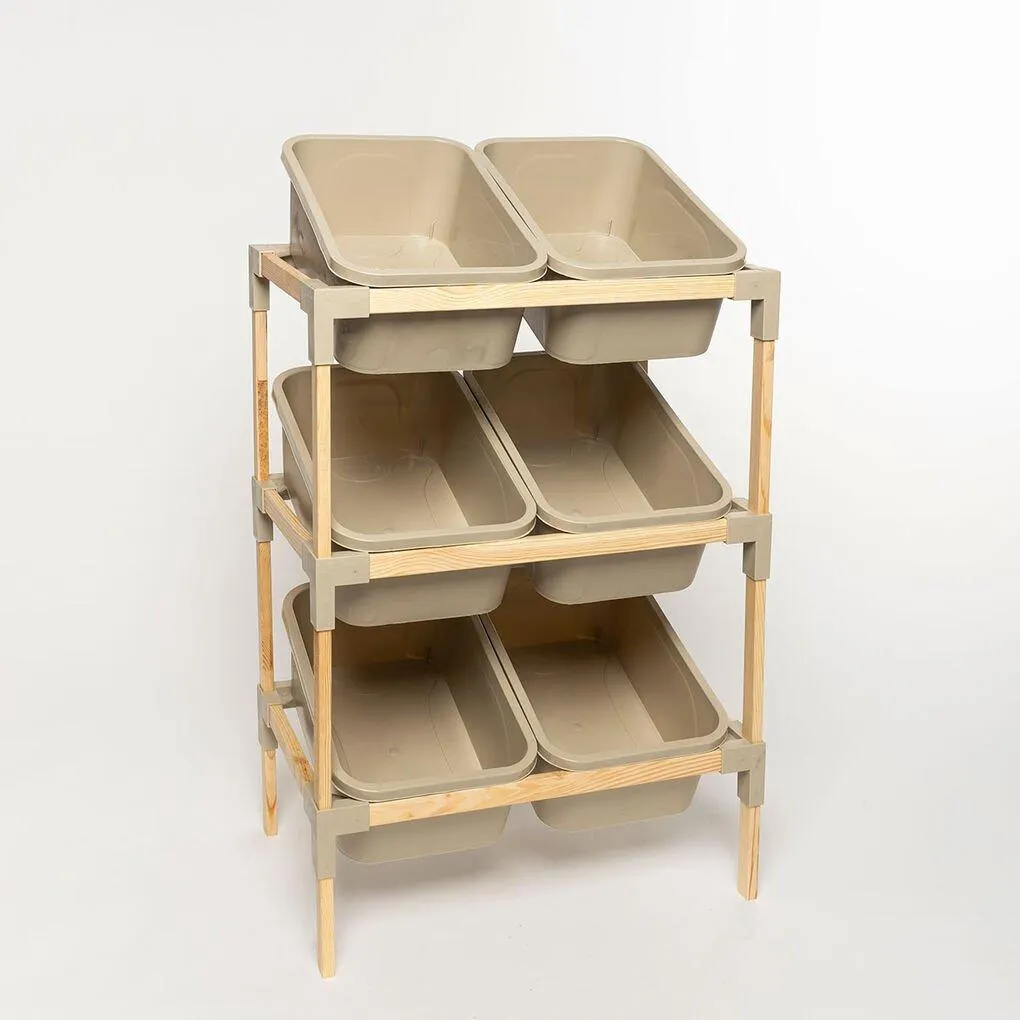 Estante com 6 organizadores bege