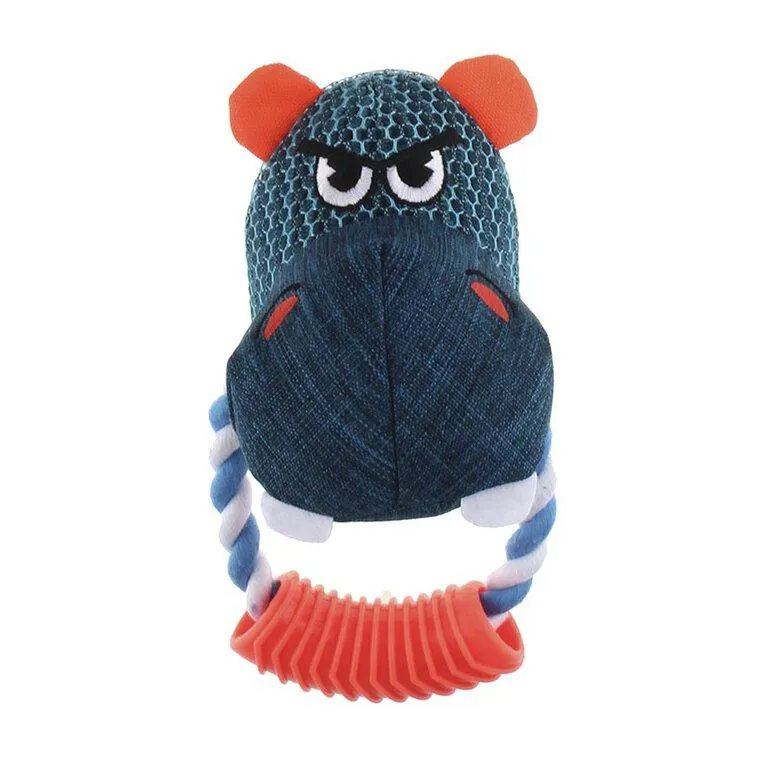 Wow Gum Angry Hippo peluche com anel de corda para cães