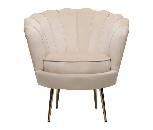 Poltrona de veludo "Floria" - 75 x 68 x 77,5cm - Bege