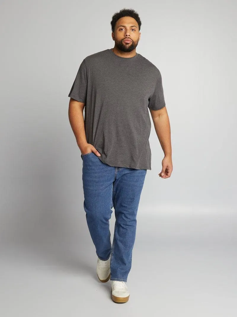 Calças de ganga de corte direito com 5 bolsos - L32 - AZUL