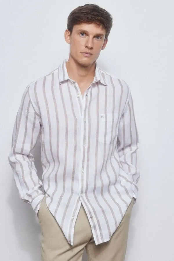 Camisa lino rayas