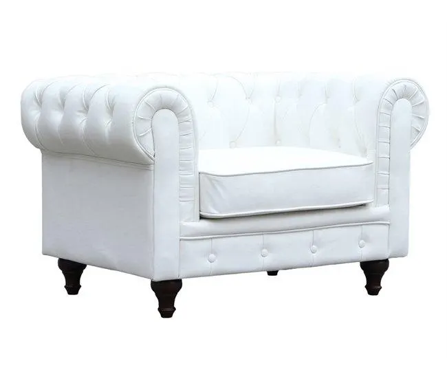 Fauteuil Chesterfield "Aliza" - 111 x 82 x 70 cm - Branco