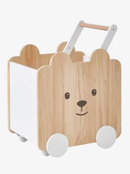 Caixa com rodas, Urso - branco claro bicolor/multicolo