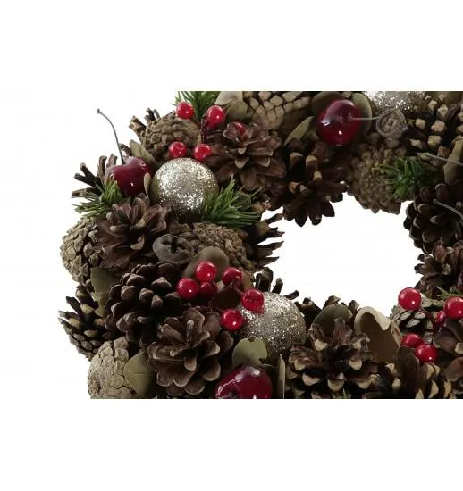 COROA PINHAS FRUTAS E ESFEROVITE DOURADO 34*34*8.5 - NV-184392