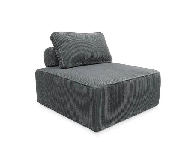 Módulo de lareira para sofá modular em veludo cotelê, Lao, Cinza, 90x90x40 cm