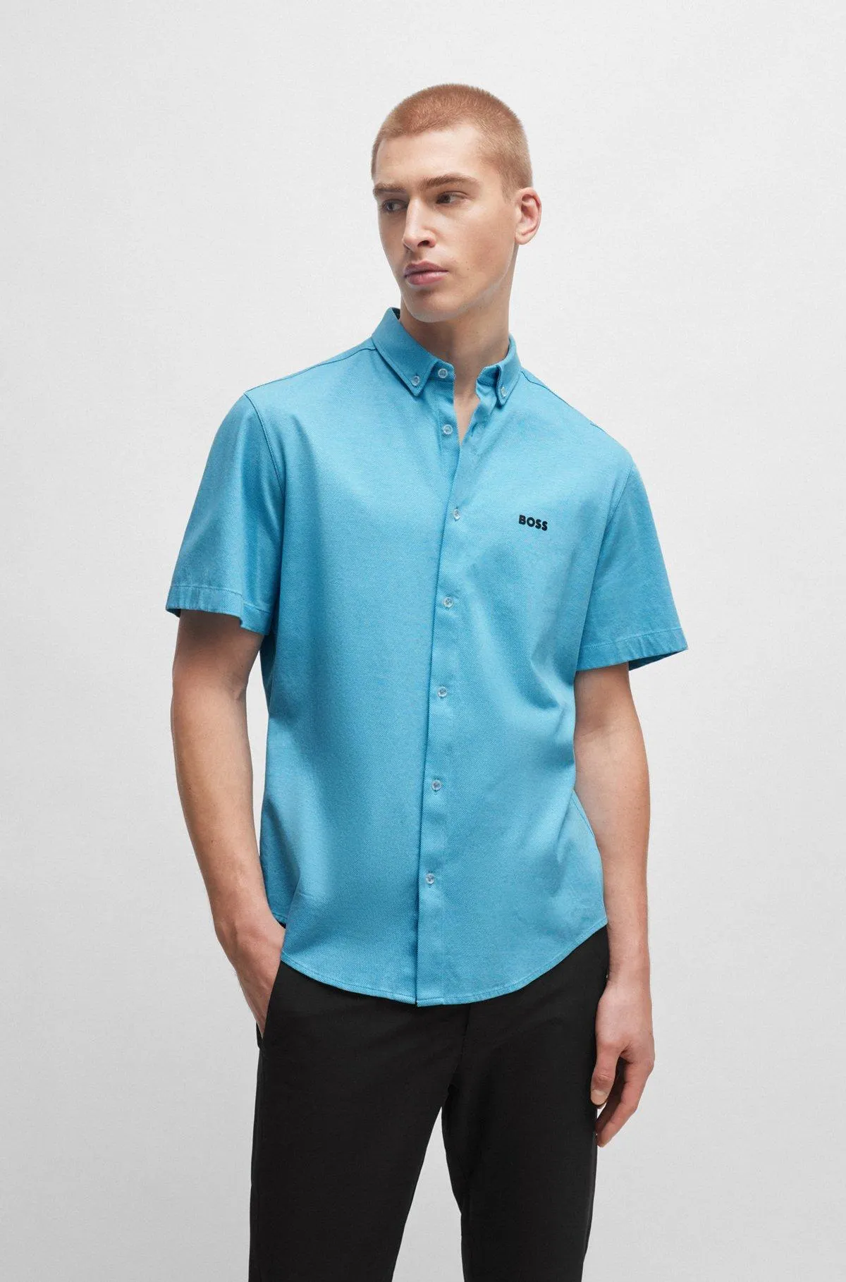 Camisa regular fit de punto piqué de algodón