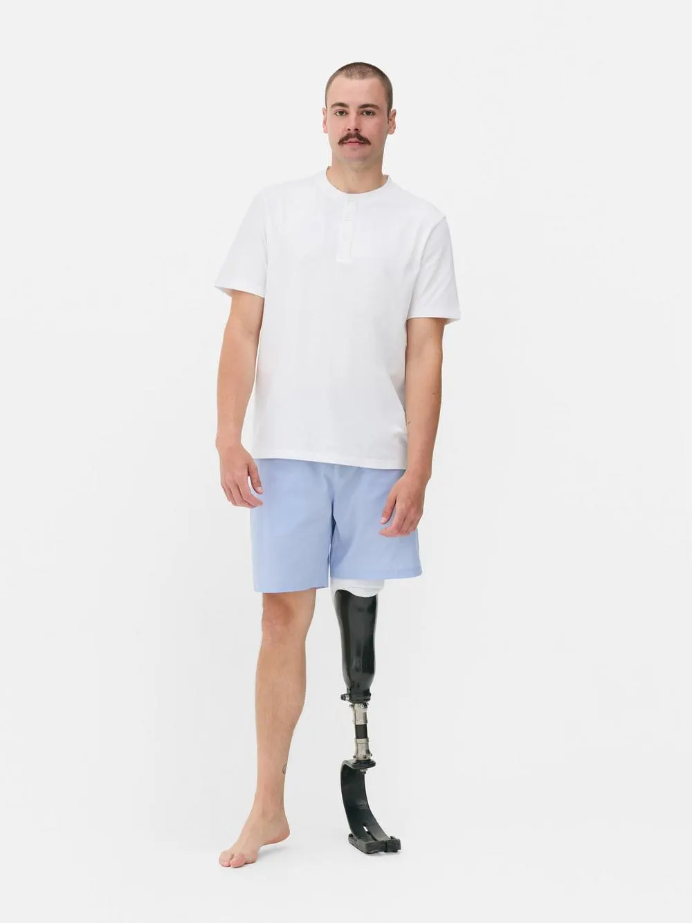 Poplin Shorts And Henley T-Shirt Pyjama Set