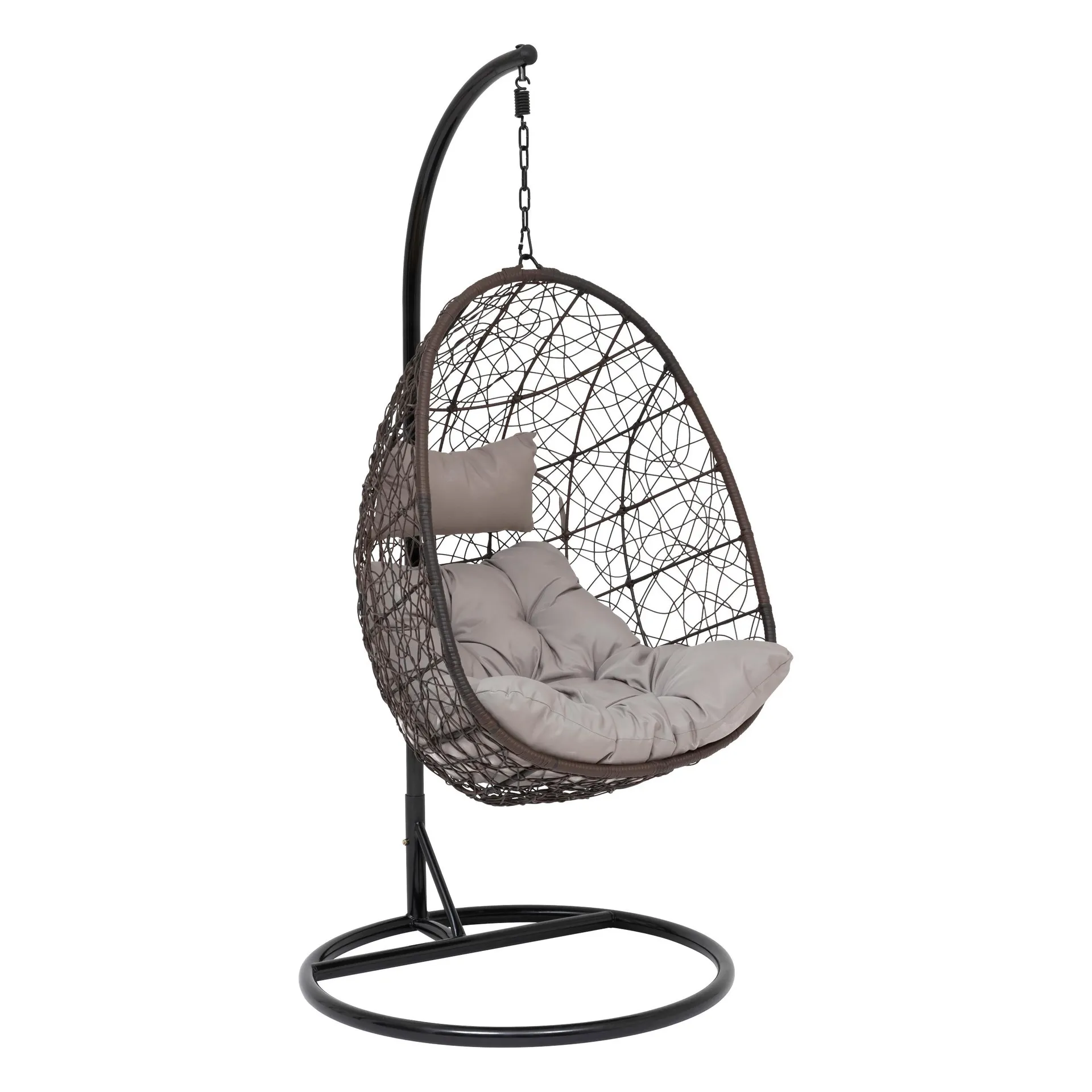 Cadeirão Baloiço Preto Com Almofada Bege