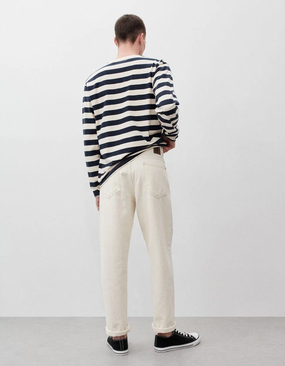 Calças de Ganga 'Relaxed Fit', Homem, Bege Claro