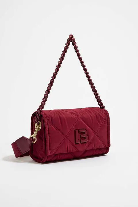 Mala com aba S em vermelho-escuro