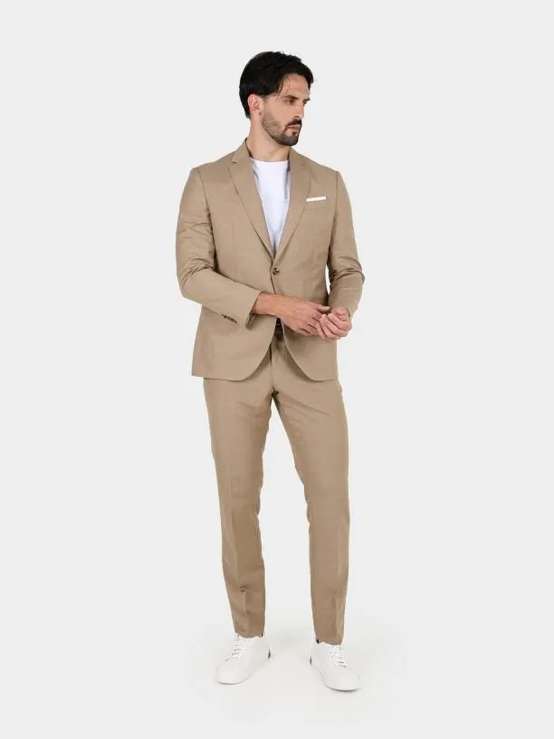 Fato liso slim fit de linho