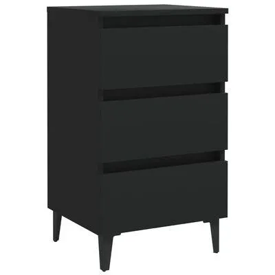 vidaXL Mesa de cabeceira c/ pernas de metal 40x35x69 cm preto