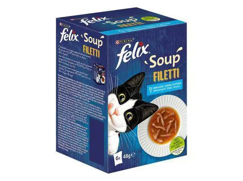 comida húmida para gato felix soup filetti peixes 6x48g