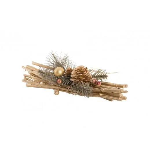 CENTRO DE MESA RATAN 30*8 DOURADO - NV-141091