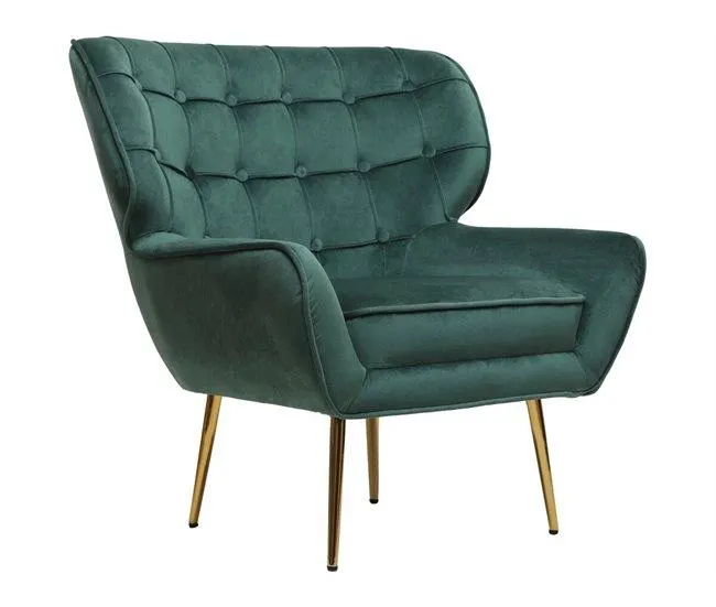 Poltrona de veludo "Austin" - 79 x 71 x 79,5 cm - Verde