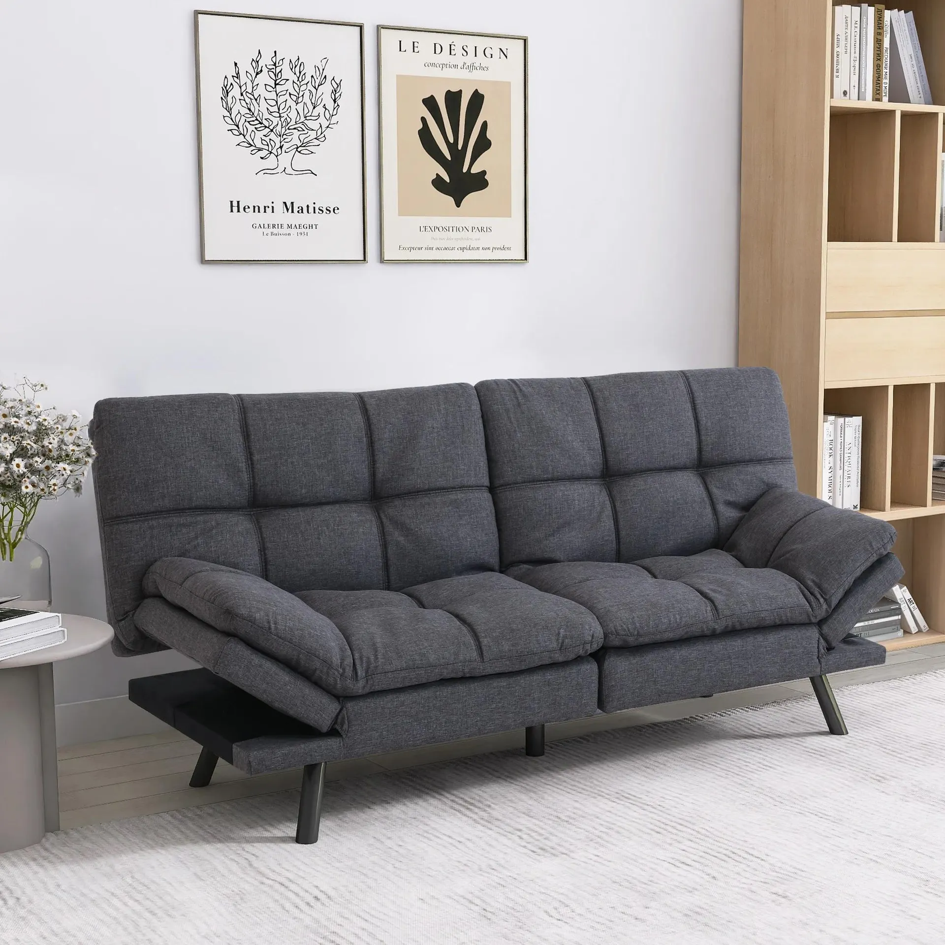 Hcore Futon Sofa Bed,Sleeper Convertible Futon Couch,Memory Foam Futon Couch,Convertible Loveseat Sofa Bed