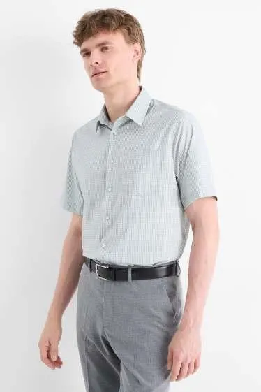 Business shirt - regular fit - kent collar - stretch - check