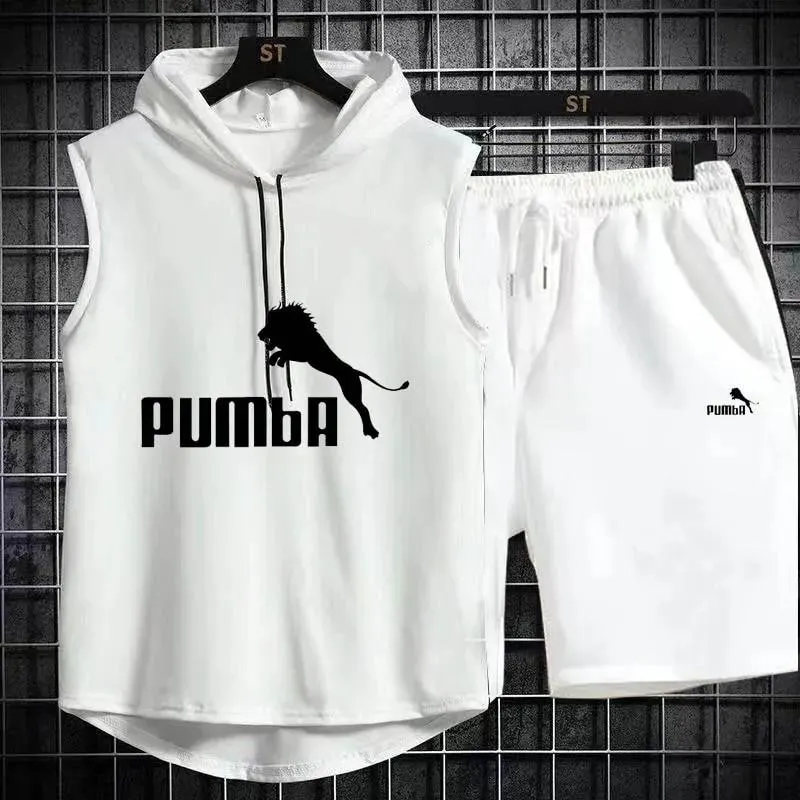Brand Summer Men's Two Piece Set CasualT-Shirt and Shorts Set Mens Sports Suit Fashion Short Sleeve Tracksuit Hooded T-shirt