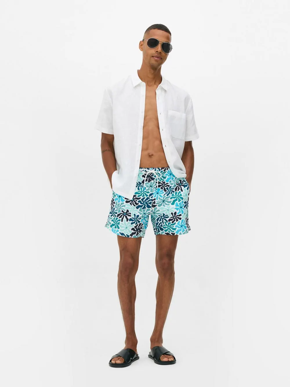Textured Floral Swimming Shorts