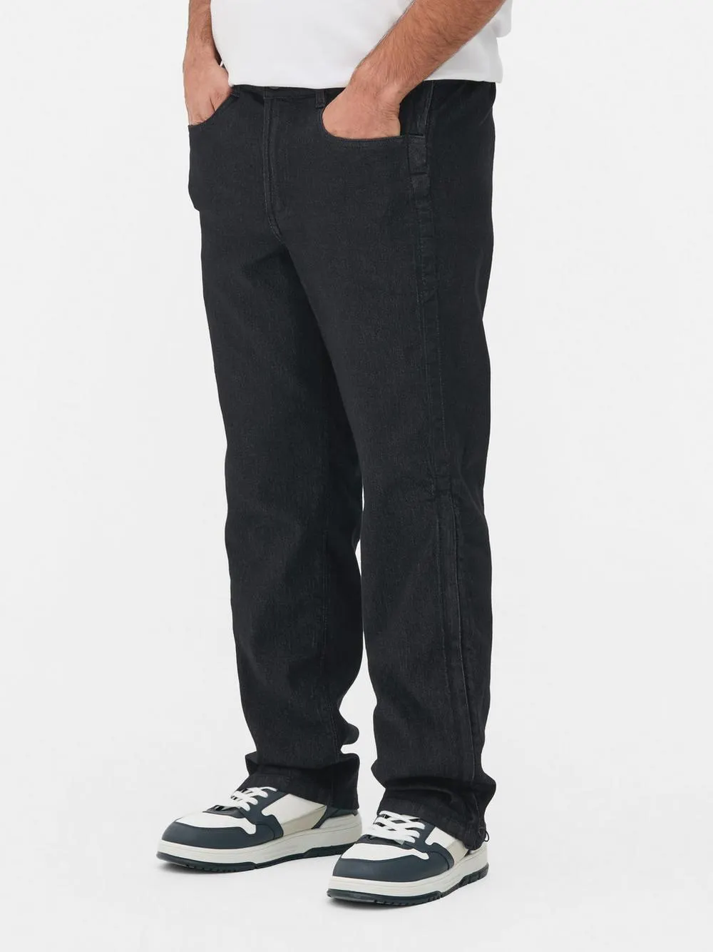 Jean droit adaptatif taille mi-haute