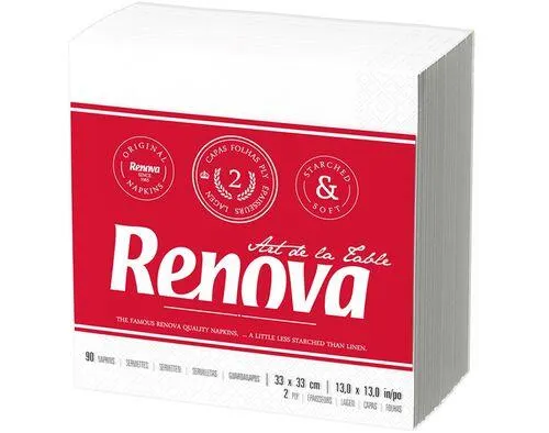 guardanapos folha dupla tipo a renova branco 33x33cm 90 unidades