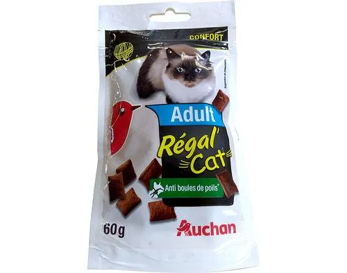 snacks para gato auchan adulto régal' cat bola pêlo 60g