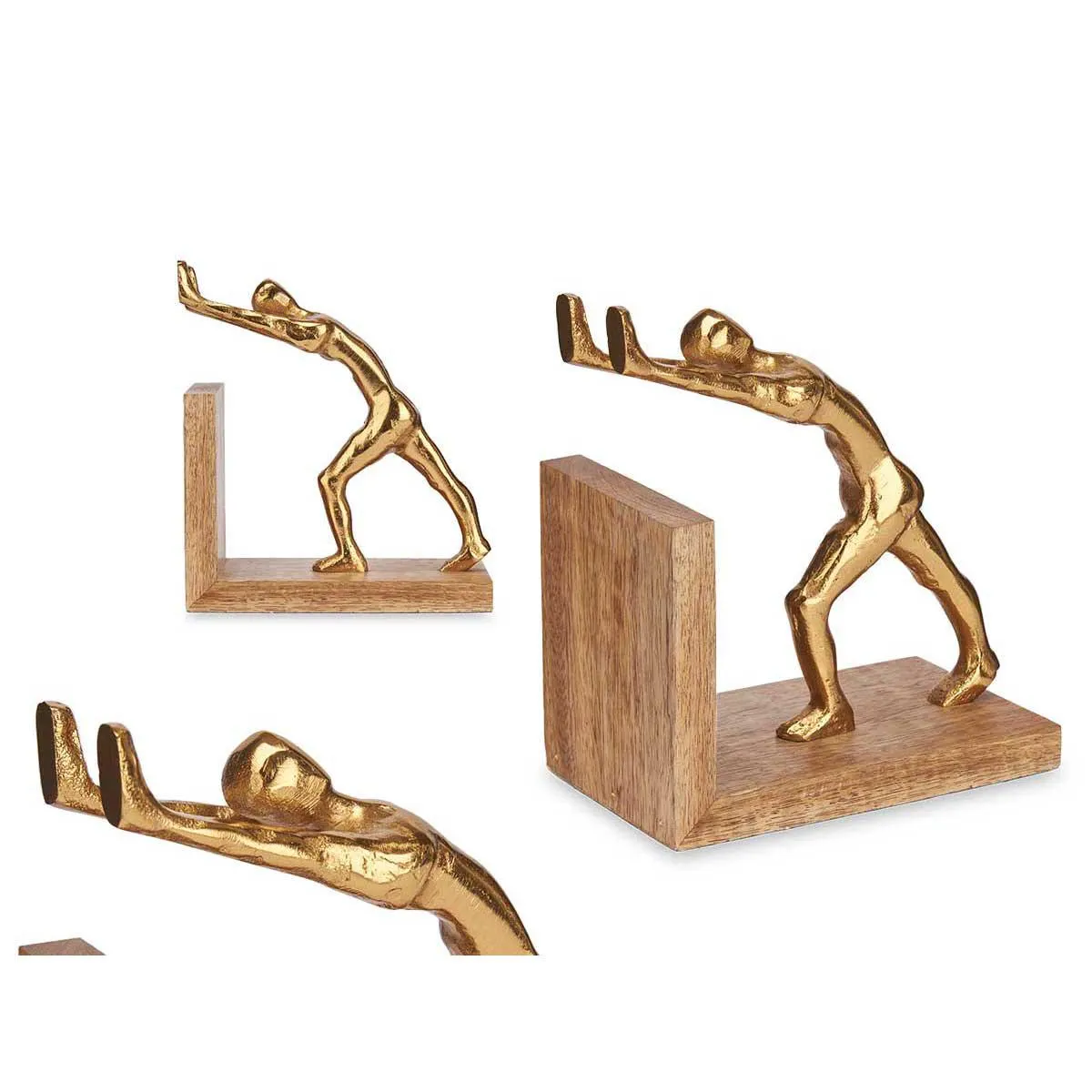 Estátua Decorativa Em Metal E Madeira