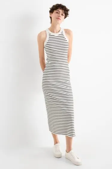 Dress - straight fit - ribbed- striped
