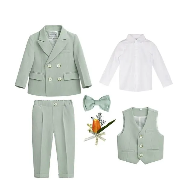 5 wortels Kinderen Jongens Kostuum en blazer Shirt & broek Kleding Effen Kleur Lange mouw Set Casual Modieus Dagelijks Zomer Lente 3-7 jaar Blozend Roze blauw Groen