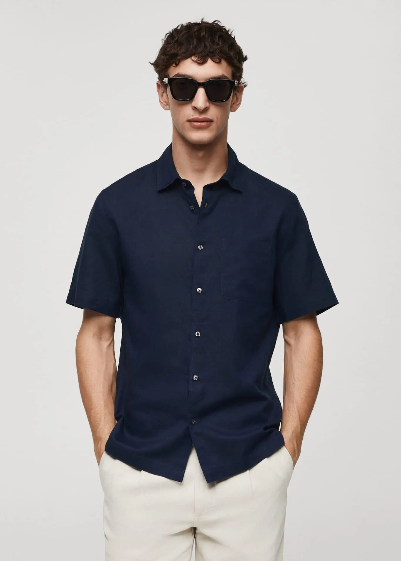Camisa regular fit mezcla lino