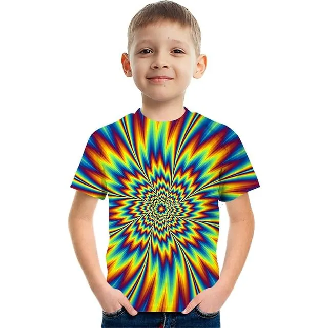 Jongens T-shirt Korte mouw T-shirt Grafisch Kleurenblok 3D Print 3D-afdrukken Actief Sport Streetwear Polyester Rayon Kinderen 3-12 jaar 3D-geprinte afbeelding Overhemd
