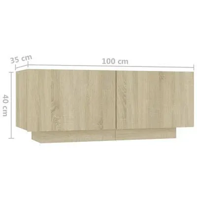 vidaXL Mesa de cabeceira 100x35x40 cm contraplacado carvalho sonoma