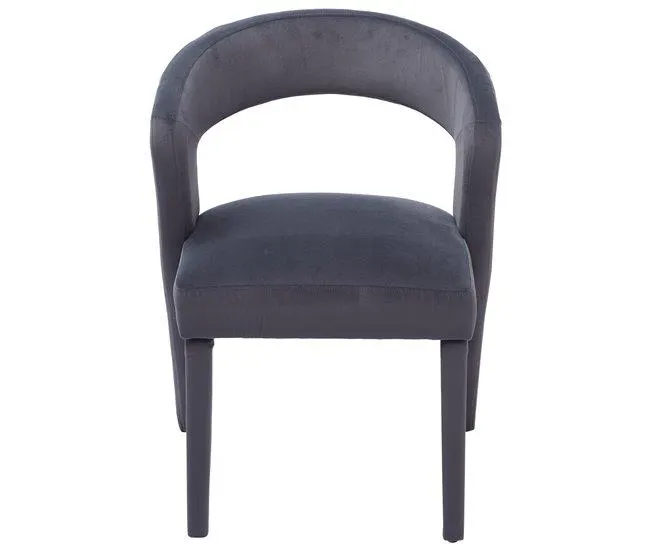 Cadeirão estofado em veludo - Cinzento