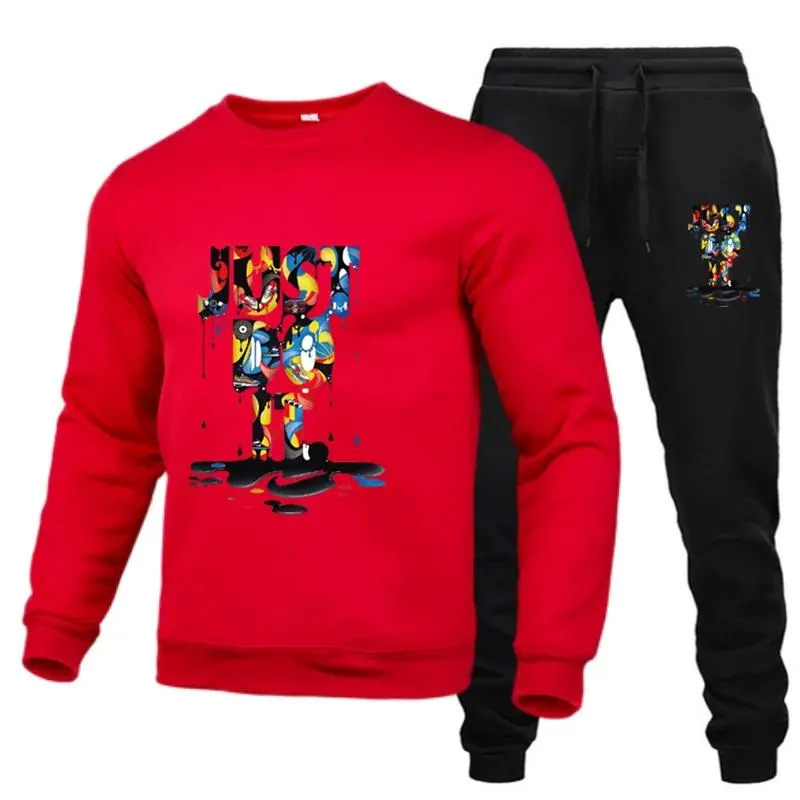 Men's New Spring Autumn Hoodless Sweatpant Sets Harajuku Jackets Sports Comfortable Gradient Suits