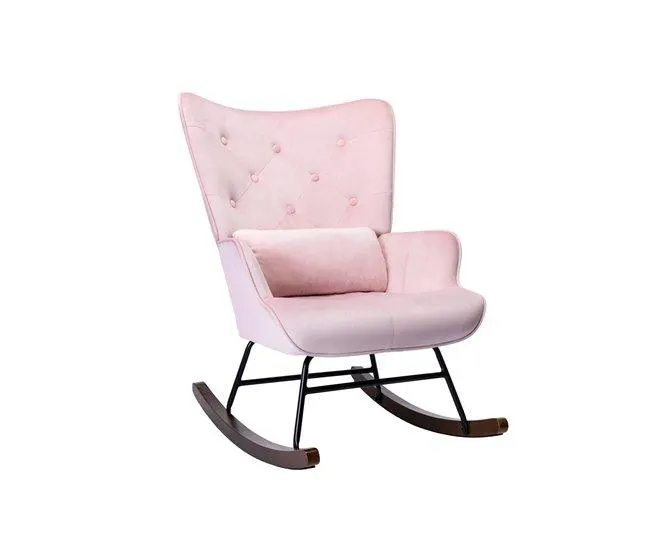 Cadeira de balanço individual felpa rosa 87x90x65 cm