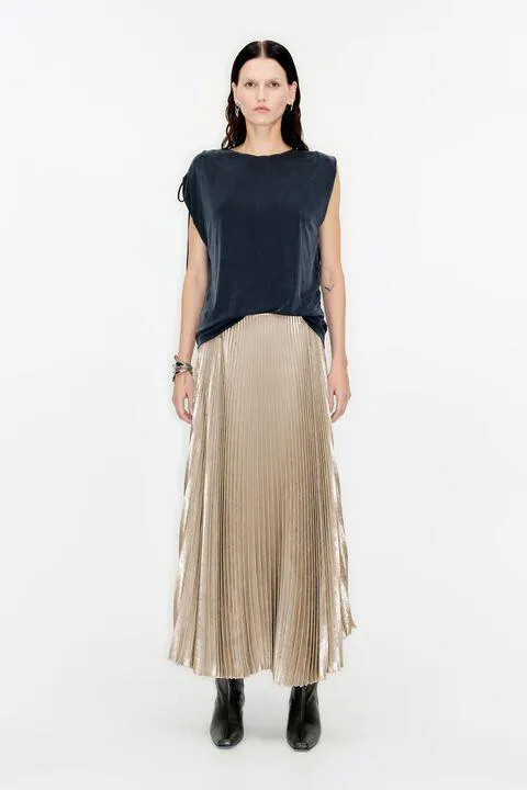 Saia midi plissada marfim