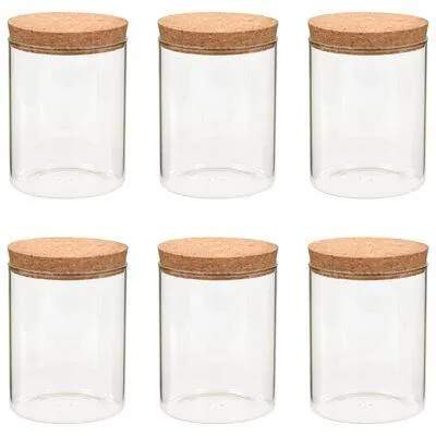 vidaXL Frascos de vidro com tampas de cortiça 6 pcs 650 ml