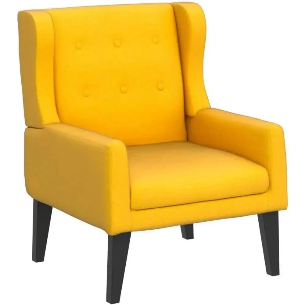 Chair,Mid Century Modern Fabric Armchair,Comfy Wingback Chairs For Living Room Bedroom(Yellow)