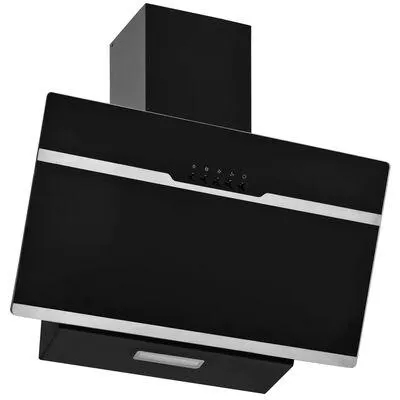 vidaXL Exaustor de parede 60 cm aço inoxidável e vidro temperado preto